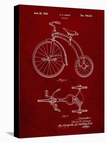 PP1114-Burgundy Tricycle Patent Poster-Cole Borders-Premier Image Canvas