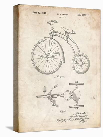 PP1114-Vintage Parchment Tricycle Patent Poster-Cole Borders-Premier Image Canvas