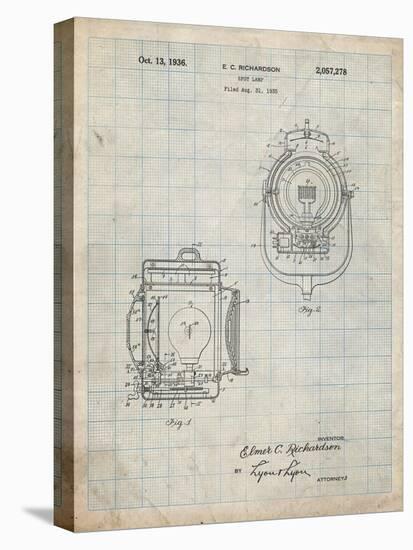 PP1123-Antique Grid Parchment Vintage Movie Set Light Patent Poster-Cole Borders-Premier Image Canvas