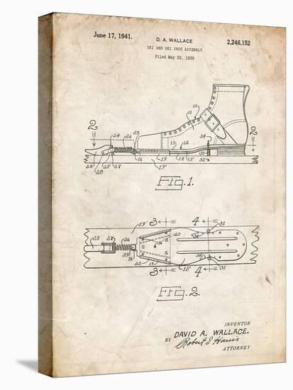 PP1124-Vintage Parchment Vintage Ski's Patent Poster-Cole Borders-Premier Image Canvas