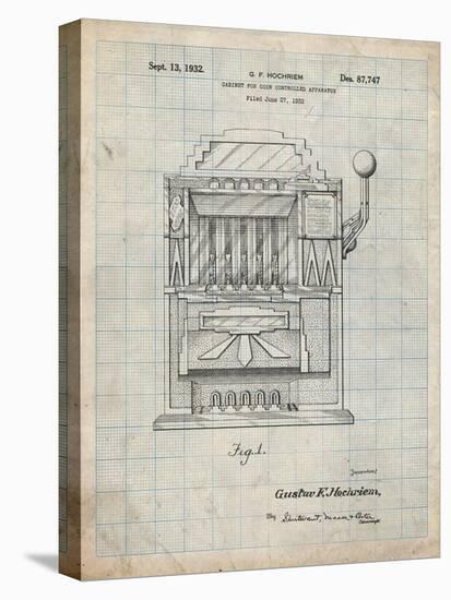 PP1125-Antique Grid Parchment Vintage Slot Machine 1932 Patent Poster-Cole Borders-Premier Image Canvas