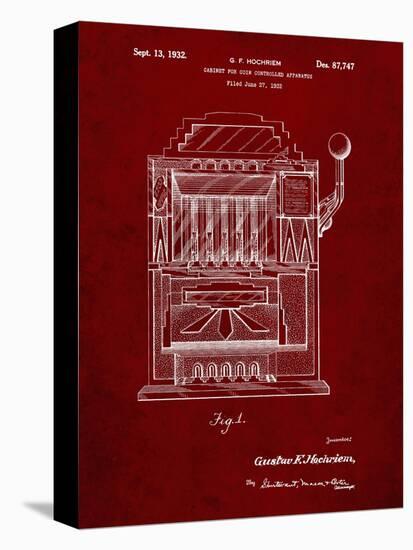 PP1125-Burgundy Vintage Slot Machine 1932 Patent Poster-Cole Borders-Premier Image Canvas