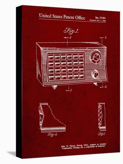 PP1126-Burgundy Vintage Table Radio Patent Poster-Cole Borders-Premier Image Canvas