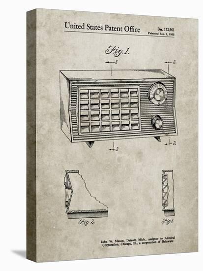 PP1126-Sandstone Vintage Table Radio Patent Poster-Cole Borders-Premier Image Canvas
