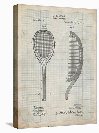 PP1127-Antique Grid Parchment Vintage Tennis Racket 1891 Patent Poster-Cole Borders-Premier Image Canvas