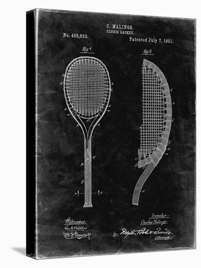 PP1127-Black Grunge Vintage Tennis Racket 1891 Patent Poster-Cole Borders-Premier Image Canvas