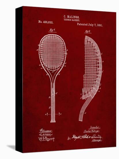 PP1127-Burgundy Vintage Tennis Racket 1891 Patent Poster-Cole Borders-Premier Image Canvas