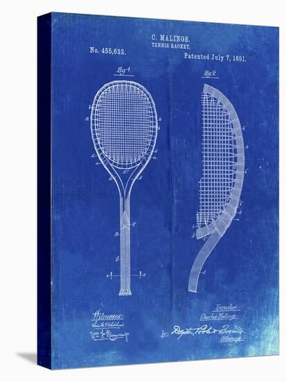 PP1127-Faded Blueprint Vintage Tennis Racket 1891 Patent Poster-Cole Borders-Premier Image Canvas