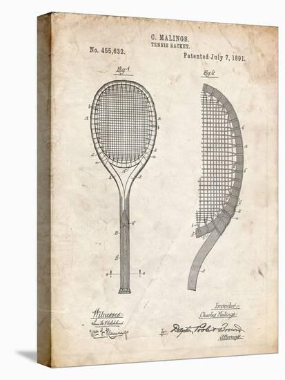 PP1127-Vintage Parchment Vintage Tennis Racket 1891 Patent Poster-Cole Borders-Premier Image Canvas