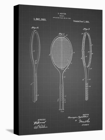 PP1128-Black Grid Vintage Tennis Racket Patent Poster-Cole Borders-Premier Image Canvas