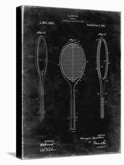 PP1128-Black Grunge Vintage Tennis Racket Patent Poster-Cole Borders-Premier Image Canvas