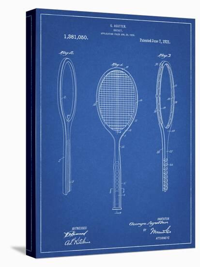 PP1128-Blueprint Vintage Tennis Racket Patent Poster-Cole Borders-Premier Image Canvas