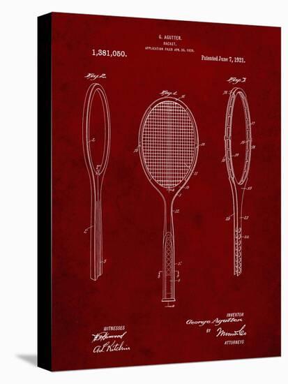 PP1128-Burgundy Vintage Tennis Racket Patent Poster-Cole Borders-Premier Image Canvas