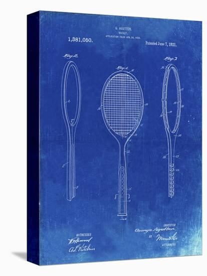 PP1128-Faded Blueprint Vintage Tennis Racket Patent Poster-Cole Borders-Premier Image Canvas
