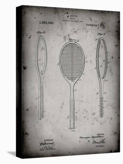 PP1128-Faded Grey Vintage Tennis Racket Patent Poster-Cole Borders-Premier Image Canvas