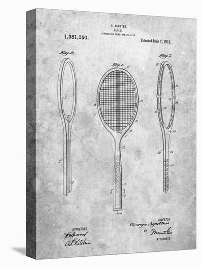 PP1128-Slate Vintage Tennis Racket Patent Poster-Cole Borders-Premier Image Canvas