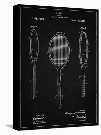PP1128-Vintage Black Vintage Tennis Racket Patent Poster-Cole Borders-Premier Image Canvas