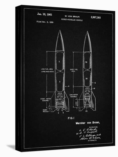 PP1129-Vintage Black Von Braun Rocket Missile Patent Poster-Cole Borders-Premier Image Canvas