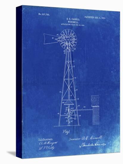 PP1137-Faded Blueprint Windmill 1906 Patent Poster-Cole Borders-Premier Image Canvas