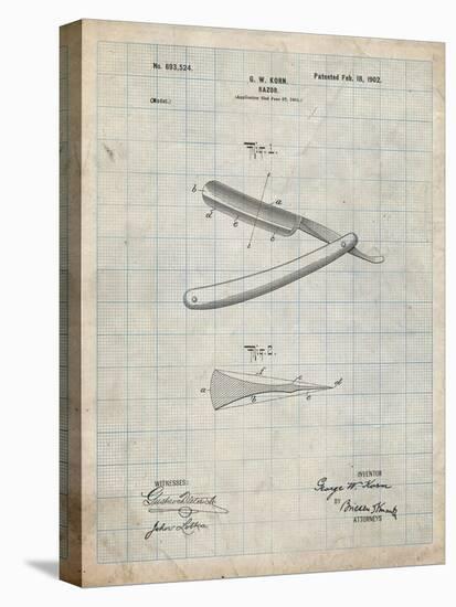 PP1178-Antique Grid Parchment Straight Razor Patent Poster-Cole Borders-Premier Image Canvas