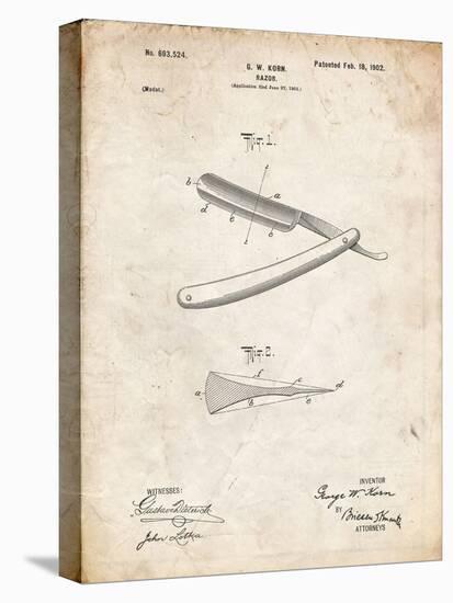 PP1178-Vintage Parchment Straight Razor Patent Poster-Cole Borders-Premier Image Canvas