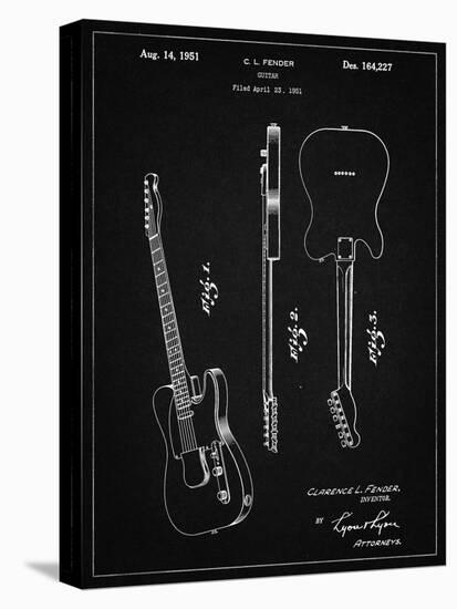 PP121- Vintage Black Fender Broadcaster Electric Guitar Patent Poster-Cole Borders-Premier Image Canvas