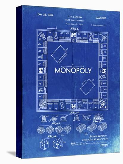 PP131- Faded Blueprint Monopoly Patent Poster-Cole Borders-Premier Image Canvas