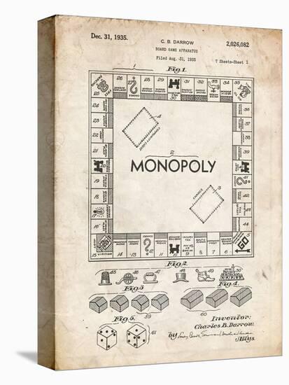 PP131- Vintage Parchment Monopoly Patent Poster-Cole Borders-Premier Image Canvas