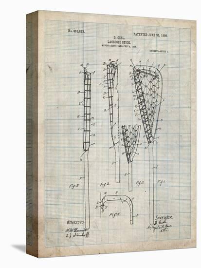 PP166- Antique Grid Parchment Lacrosse Stick Patent Poster-Cole Borders-Premier Image Canvas