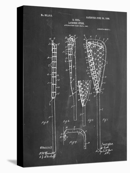 PP166- Chalkboard Lacrosse Stick Patent Poster-Cole Borders-Premier Image Canvas