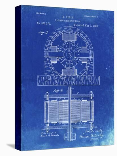 PP173- Faded Blueprint Tesla Electro Motor Patent Poster-Cole Borders-Premier Image Canvas