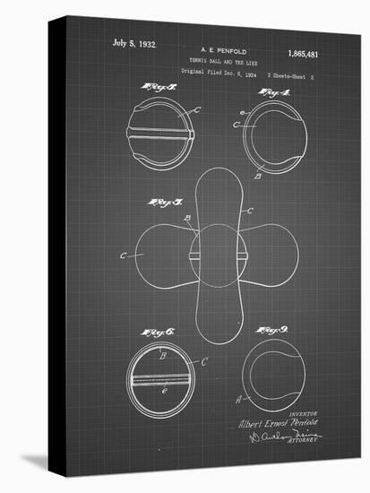 PP182- Black Grid Tennis Ball 1932 Patent Poster-Cole Borders-Premier Image Canvas