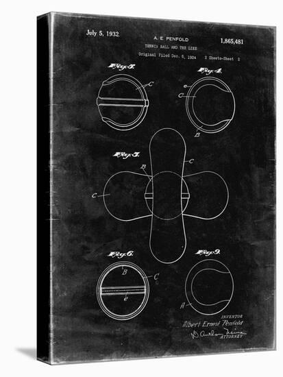PP182- Black Grunge Tennis Ball 1932 Patent Poster-Cole Borders-Premier Image Canvas