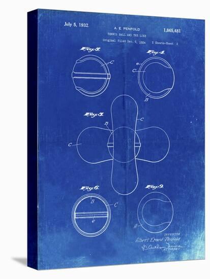 PP182- Faded Blueprint Tennis Ball 1932 Patent Poster-Cole Borders-Premier Image Canvas