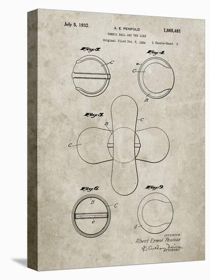 PP182- Sandstone Tennis Ball 1932 Patent Poster-Cole Borders-Premier Image Canvas