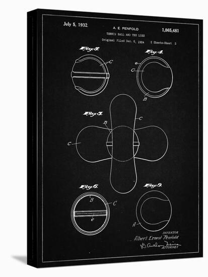 PP182- Vintage Black Tennis Ball 1932 Patent Poster-Cole Borders-Premier Image Canvas