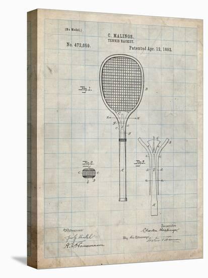 PP183- Antique Grid Parchment Tennis Racket 1892 Patent Poster-Cole Borders-Premier Image Canvas