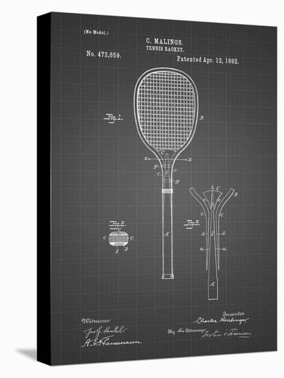 PP183- Black Grid Tennis Racket 1892 Patent Poster-Cole Borders-Premier Image Canvas