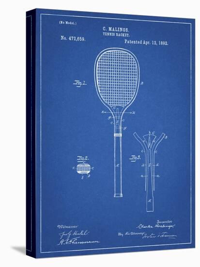 PP183- Blueprint Tennis Racket 1892 Patent Poster-Cole Borders-Premier Image Canvas