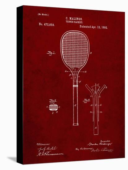 PP183- Burgundy Tennis Racket 1892 Patent Poster-Cole Borders-Premier Image Canvas