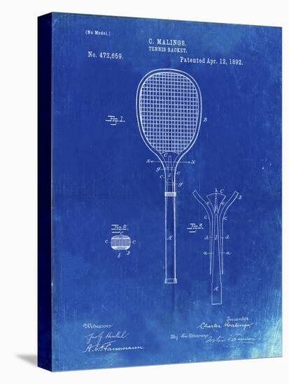 PP183- Faded Blueprint Tennis Racket 1892 Patent Poster-Cole Borders-Premier Image Canvas