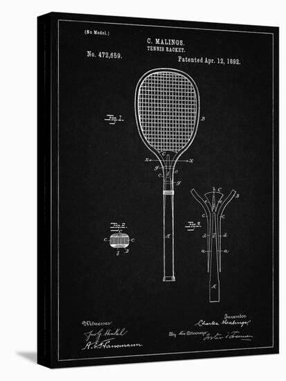 PP183- Vintage Black Tennis Racket 1892 Patent Poster-Cole Borders-Premier Image Canvas