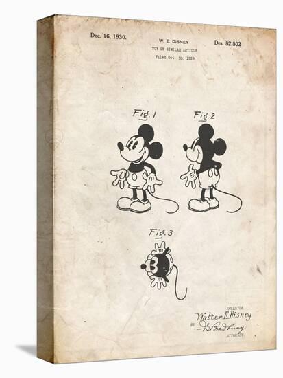 PP191- Vintage Parchment Mickey Mouse 1929 Patent Poster-Cole Borders-Premier Image Canvas