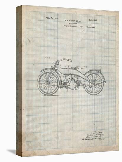 PP194- Antique Grid Parchment Harley Davidson Motorcycle 1919 Patent Poster-Cole Borders-Premier Image Canvas