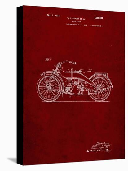 PP194- Burgundy Harley Davidson Motorcycle 1919 Patent Poster-Cole Borders-Premier Image Canvas