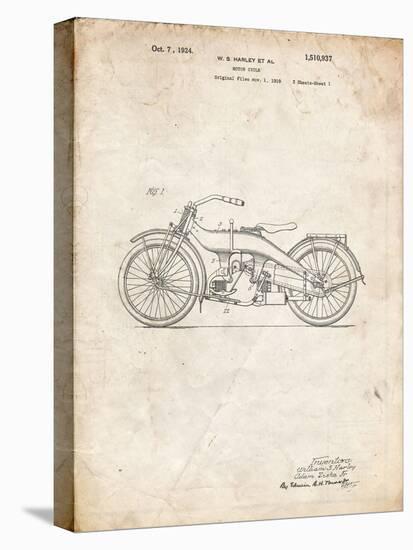 PP194- Vintage Parchment Harley Davidson Motorcycle 1919 Patent Poster-Cole Borders-Premier Image Canvas
