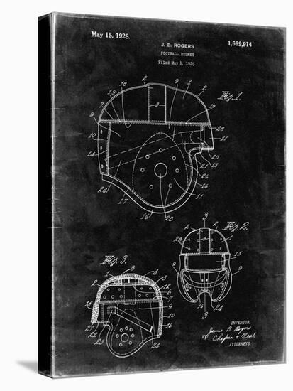 PP218-Black Grunge Football Helmet 1925 Patent Poster-Cole Borders-Premier Image Canvas