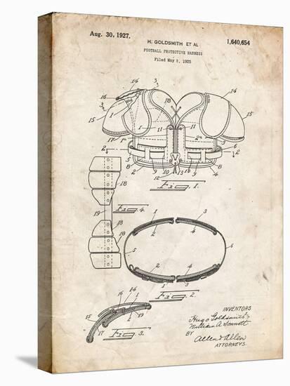 PP219-Vintage Parchment Football Shoulder Pads 1925 Patent Poster-Cole Borders-Premier Image Canvas