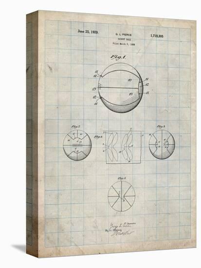 PP222-Antique Grid Parchment Basketball 1929 Game Ball Patent Poster-Cole Borders-Premier Image Canvas