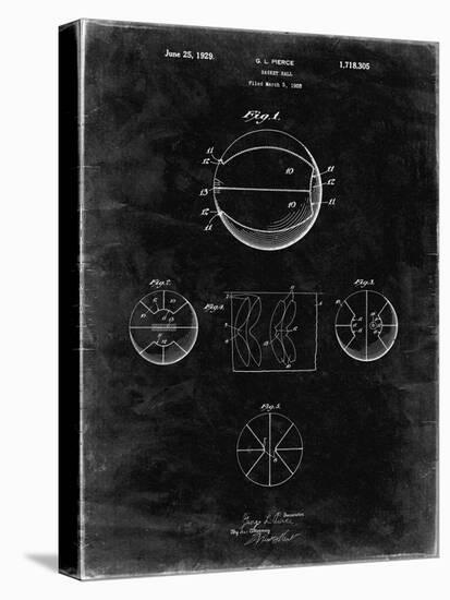 PP222-Black Grunge Basketball 1929 Game Ball Patent Poster-Cole Borders-Premier Image Canvas